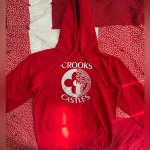 Crooks & Castles Red Hoodie with White Logo